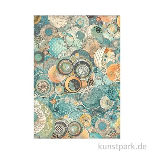 Stamperia Reispapier - Furry Friends Harmony Circles Textures, DIN A4