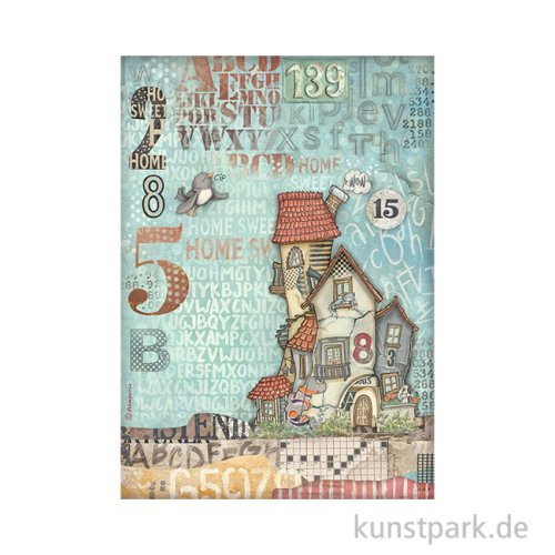 Stamperia Reispapier - Furry Friends House, DIN A4