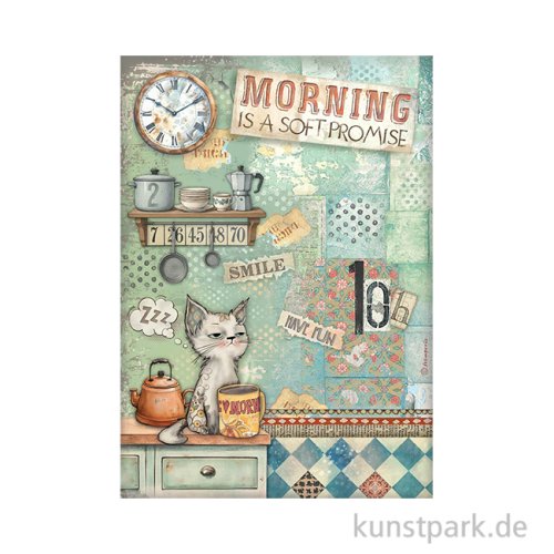 Stamperia Reispapier - Furry Friends Morning Soft Promise, DIN A4