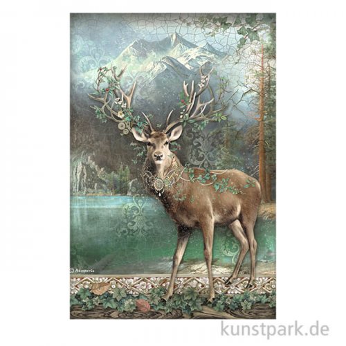 Stamperia Reispapier - Magic Forest Deer, DIN A4