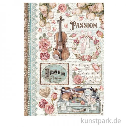 Stamperia Reispapier - Passion Music, DIN A4