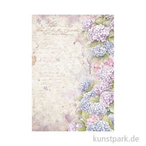 Stamperia Reispapier - Quiet Days Hydrangea, DIN A4