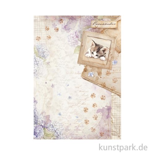 Stamperia Reispapier - Quiet Days Kitten, DIN A4