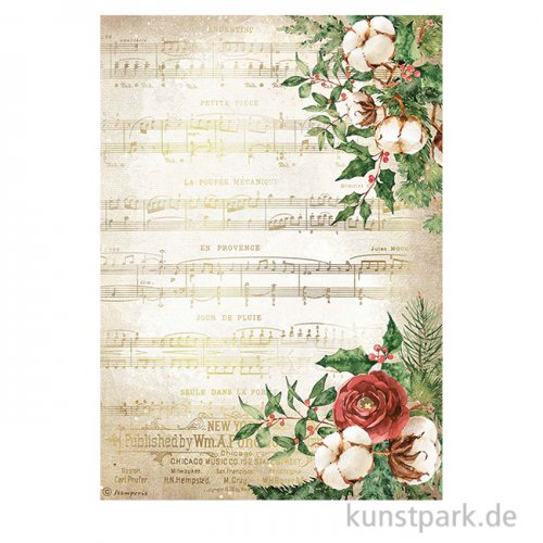 Stamperia Reispapier - Romantic Home for the Holidays Music, DIN A4