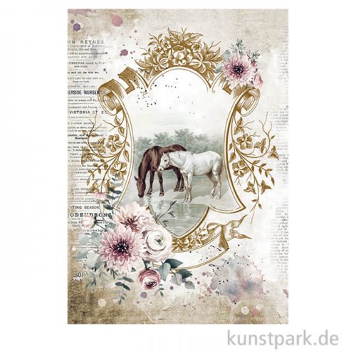 Stamperia Reispapier - Romantic Horses Lake, DIN A4