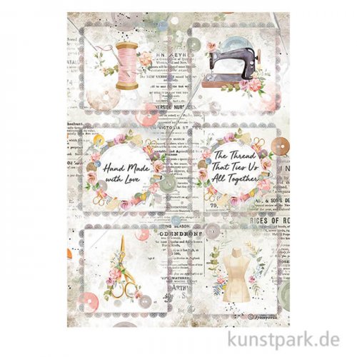 Stamperia Reispapier - Romantic Threads Mini Cards, DIN A4