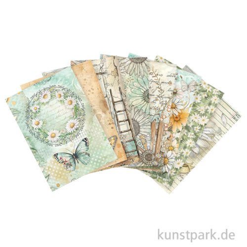 Stamperia Reispapier Selection - Daisy Art, 8 Blatt, A6