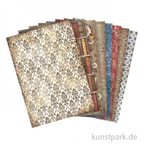 Stamperia Reispapier Selection - Vintage Library Backgrounds, A6