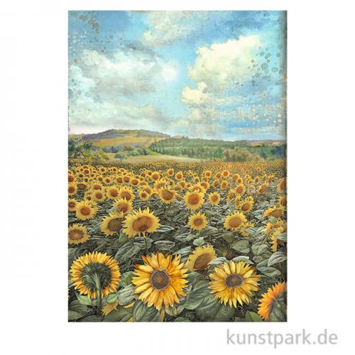 Stamperia Reispapier - Sunflower Art Landscape, DIN A4