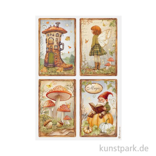 Stamperia Reispapier - Whispering Woods 4 Cards, DIN A4