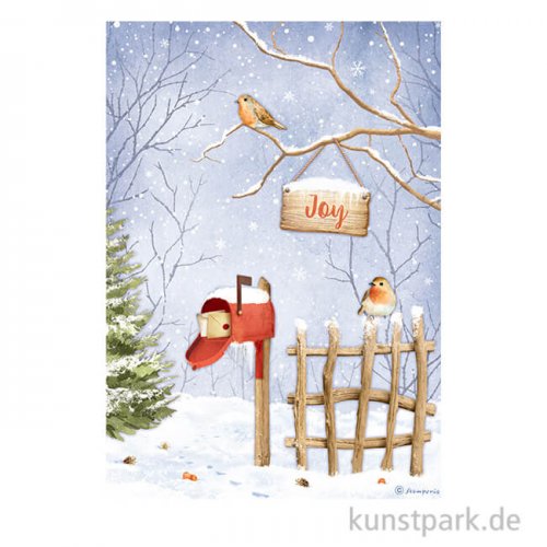 Stamperia Reispapier - Winter Valley Joy Birds, DIN A4