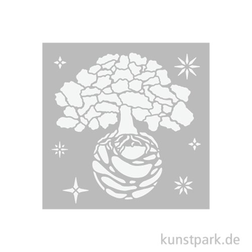 Stamperia Schablone - A New Beginning The World Tree, 12 x 12 cm