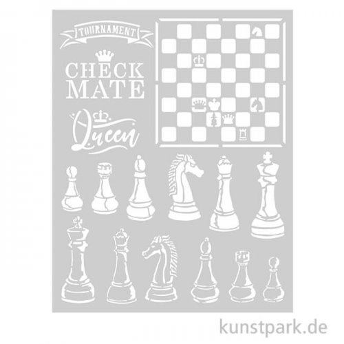 Stamperia Schablone - Alice Check Mate, 20 x 25 cm