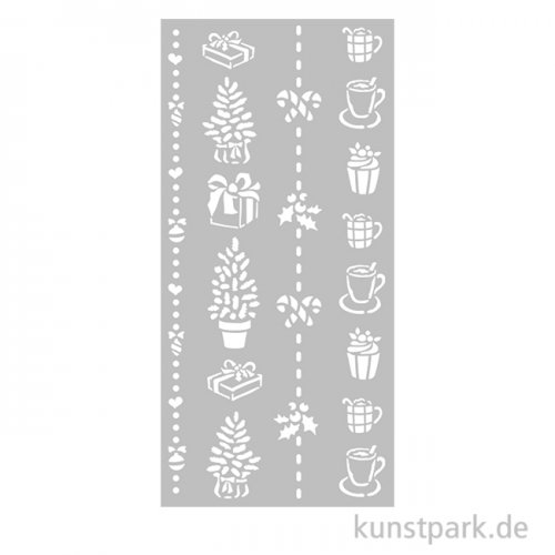 Stamperia Schablone - Christmas Border Gift + Cups, 12 x 25 cm