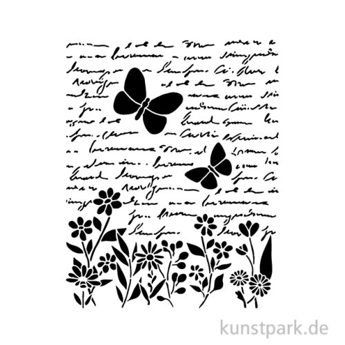 Stamperia Schablone - Daisy Art Letter and Butterfly, 20 x 25 cm
