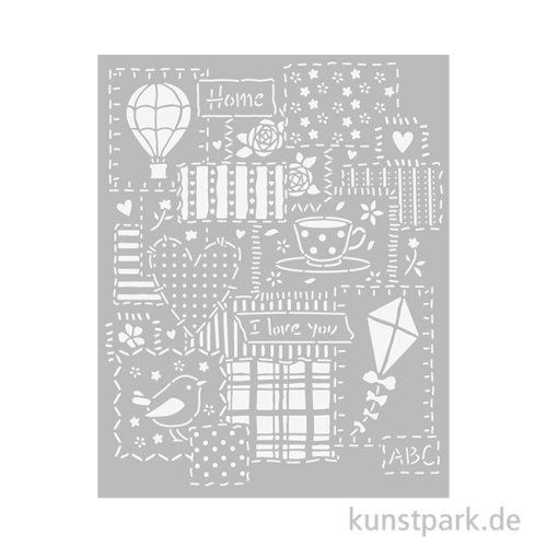 Stamperia Schablone - Family Patchwork, 20 x 25 cm