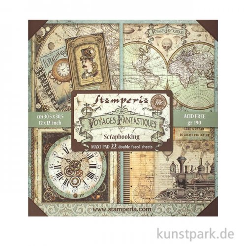 Stamperia Scrapbooking Maxi Pad - Voyages Fantastiques, 30,5 x 30,5 cm