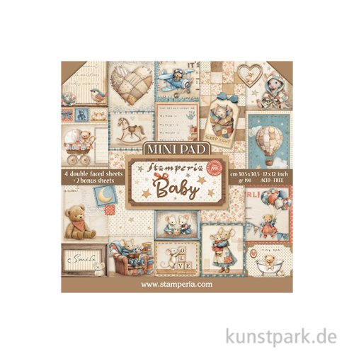 Stamperia Scrapbooking Mini Pad - Baby, 6 Blatt, 20,3 x 20,3 cm