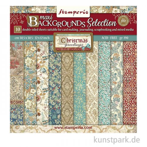 Stamperia Scrapbooking Pad - Christmas Greetings Backgrounds, 30,5 cm