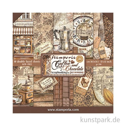 Stamperia Scrapbooking Pad - Coffee and Chocolate, 30,5 x 30,5 cm