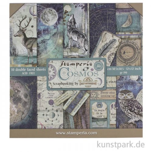 Stamperia Scrapbooking Pad - Cosmos, 30,5 x 30,5 cm, 10 Blatt