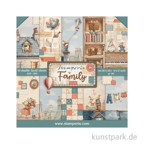 Stamperia Scrapbooking Pad - Family, 30,5 x 30,5 cm