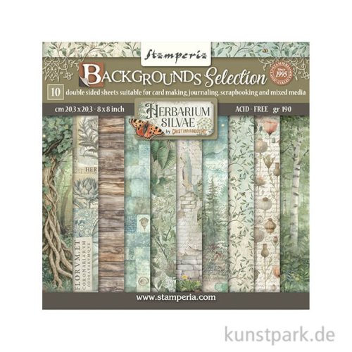 Stamperia Scrapbooking Pad - Herbarium Silvae Backgrounds, 20,3 cm