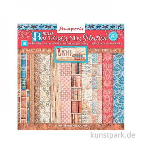 Stamperia Scrapbooking Pad - Vintage Library Backgrounds, 20,3 cm