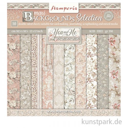 Stamperia Scrapbooking Pad - You and Me Backgrounds 30,5 x 30,5 cm