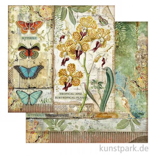 Stamperia Scrappapier - Amazonia Orchid and Butterfly, 30,5x30,5 cm