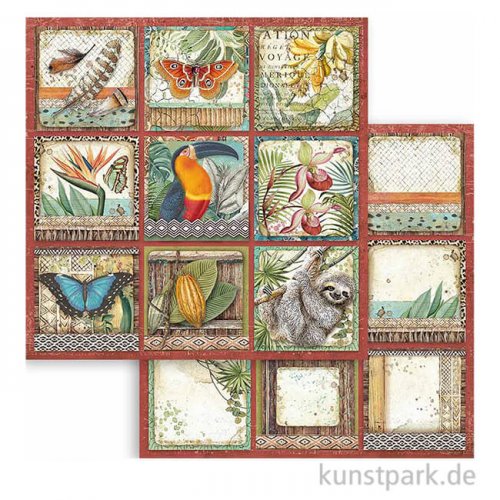 Stamperia Scrappapier - Amazonia Square Tags, 30,5x30,5 cm