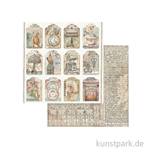 Stamperia Scrappapier - Brocante Antiques Tags, 30,5 x 30,5 cm