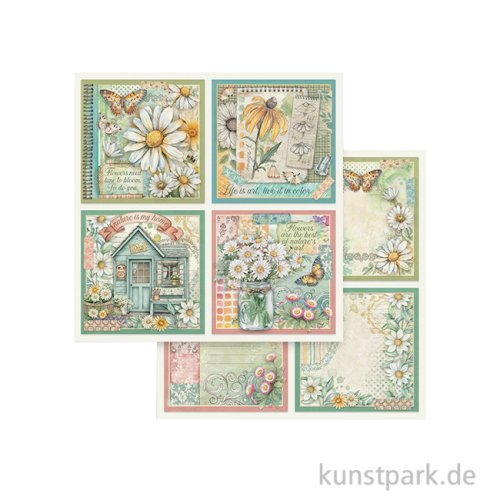 Stamperia Scrappapier - Daisy Art 4 Cards, 30,5 x 30,5 cm