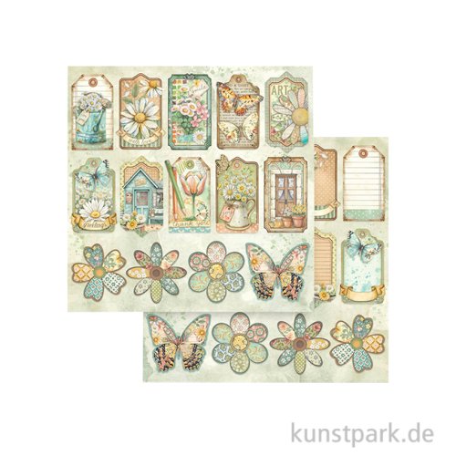 Stamperia Scrappapier - Daisy Art Tags, 30,5 x 30,5 cm