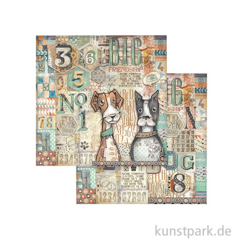 Stamperia Scrappapier - Furry Friends Dogs Numbers, 30,5 x 30,5 cm