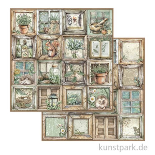 Stamperia Scrappapier - Herbarium Silvae Frames, 30,5 x 30,5 cm