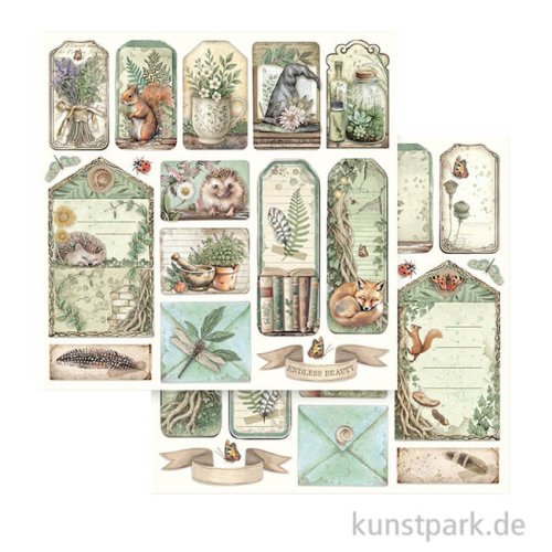 Stamperia Scrappapier - Herbarium Silvae Tags Letters, 30,5 x 30,5 cm