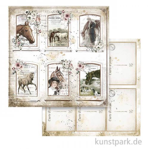 Stamperia Scrappapier - Romantic Horses Cards, 30,5 x 30,5 cm