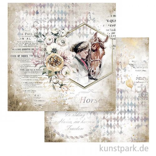 Stamperia Scrappapier - Romantic Horses Lady with Horse, 30,5x30,5 cm