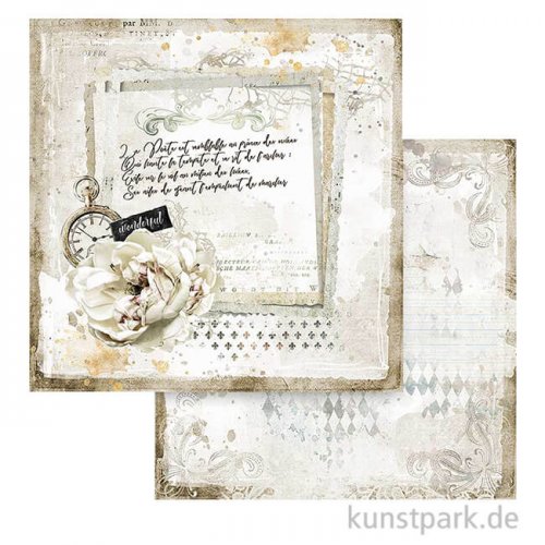Stamperia Scrappapier - Romantic Journal Letter and Clock, 30,5x30,5 cm
