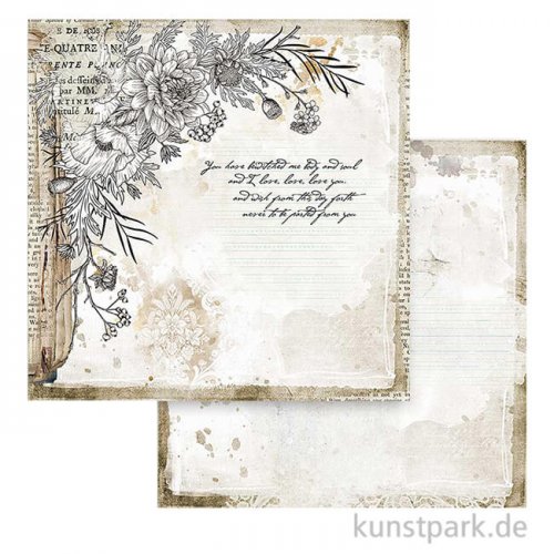 Stamperia Scrappapier - Romantic Journal Corner with Flower, 30,5x30,5 cm
