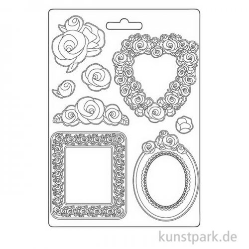 Stamperia Soft Mould (Gießform) - Rose Parfum Frames + Roses, DIN A4