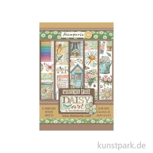 Stamperia Washi Pad - Daisy Art, 8 Blatt, A5