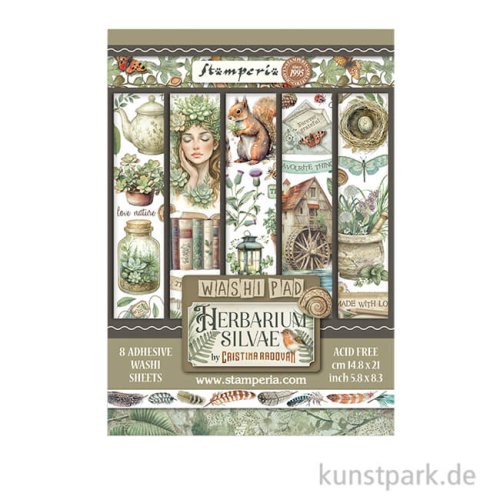 Stamperia Washi Pad - Herbarium Silvae, 8 Blatt, A5
