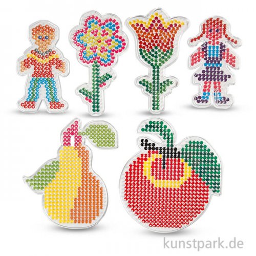 Steckbrett für Bügelperlen - Kinder und Blumen, 6 Stück sortiert