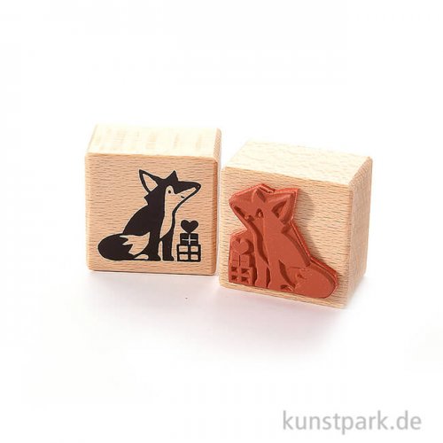 Stempel - Fuchs mit Geschenken, 4 x 4 cm
