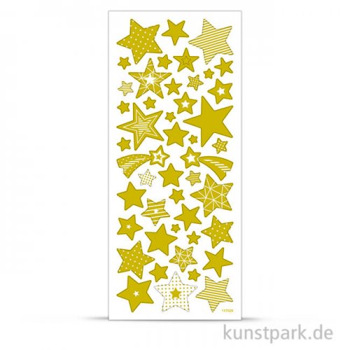 Sticker aus transparenter Silberfolie Sterne, 10x24 cm, Gold
