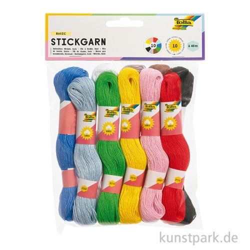 Stickgarn Basic Set, 10 Stück à 40m, in 10 Farben sortiert