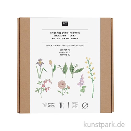 Stickset - Blumen XL, 8 Designs, Stickvorlagen + Zubehör