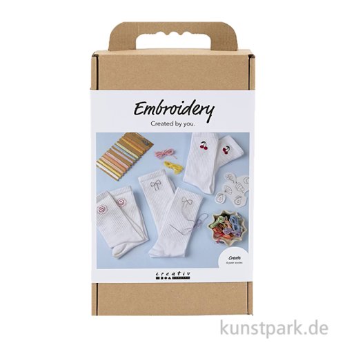 Stickset mit Socken + Zubehör, Weiß